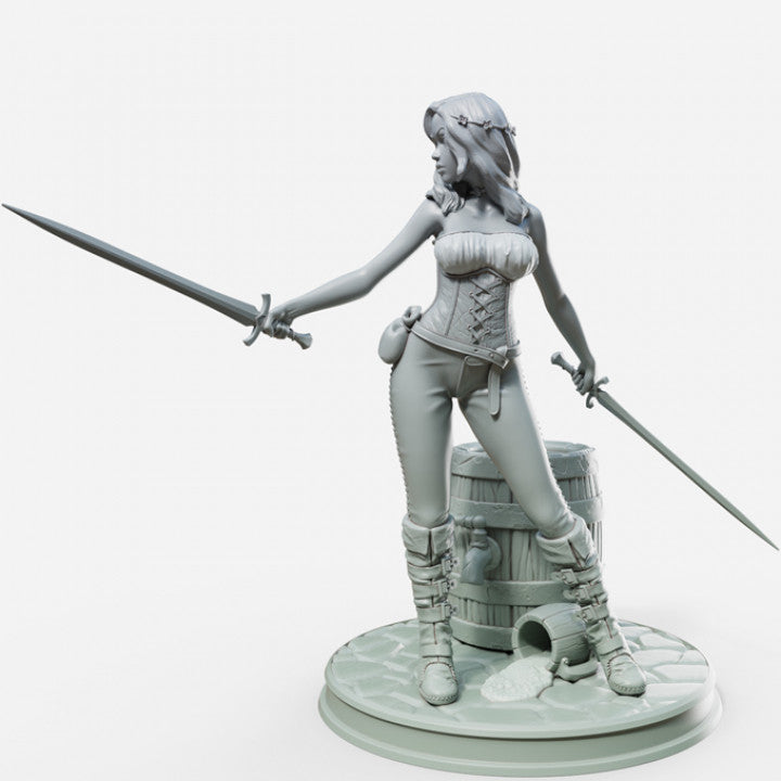 Jalissa with Swords - 75mm - 3D Print