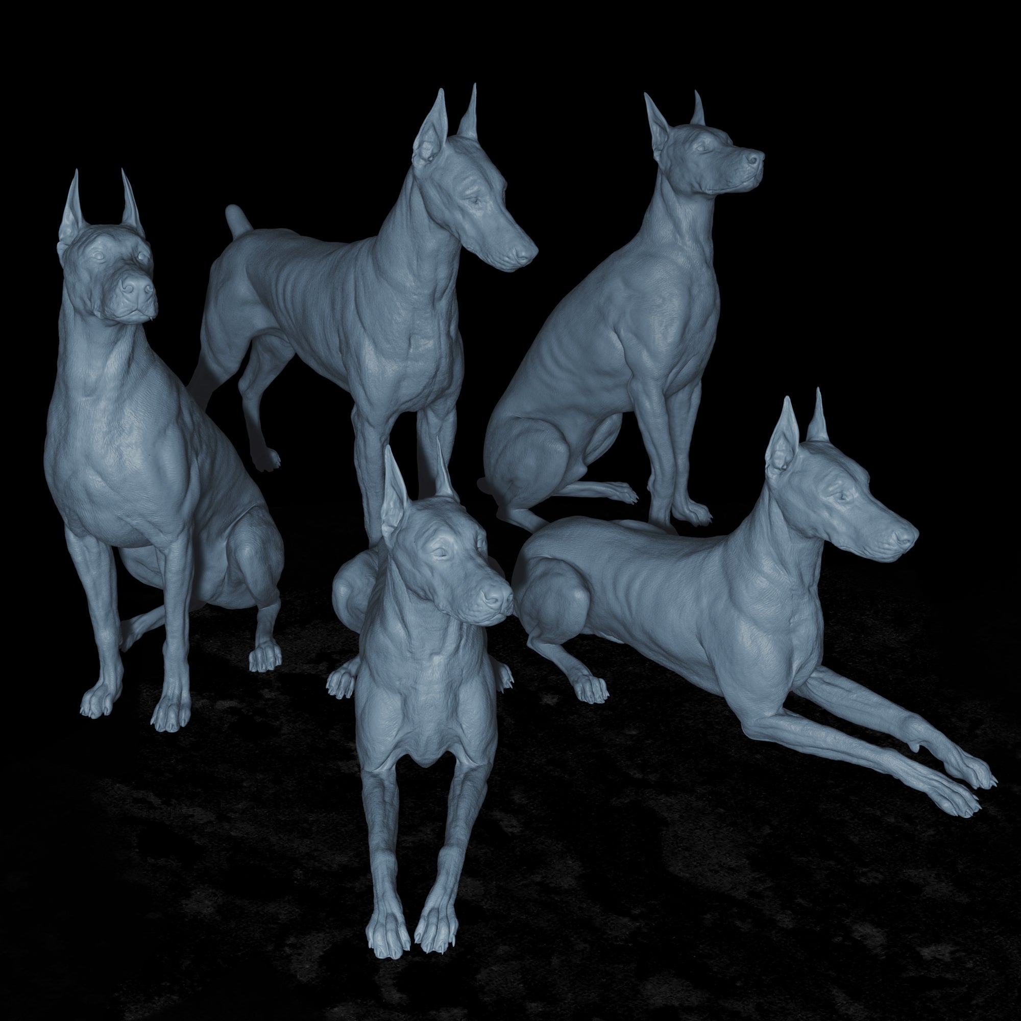 Dobermans - 3D Print - Printomancer - El Greco Miniatures – El Greco ...
