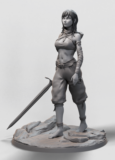 Wolf Rider, The Girl - 32mm - 3D Print