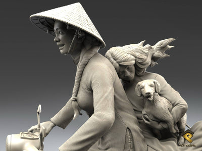 Vietnamese Civilians, Asian Bike with Figures - Set 2 - 1:35