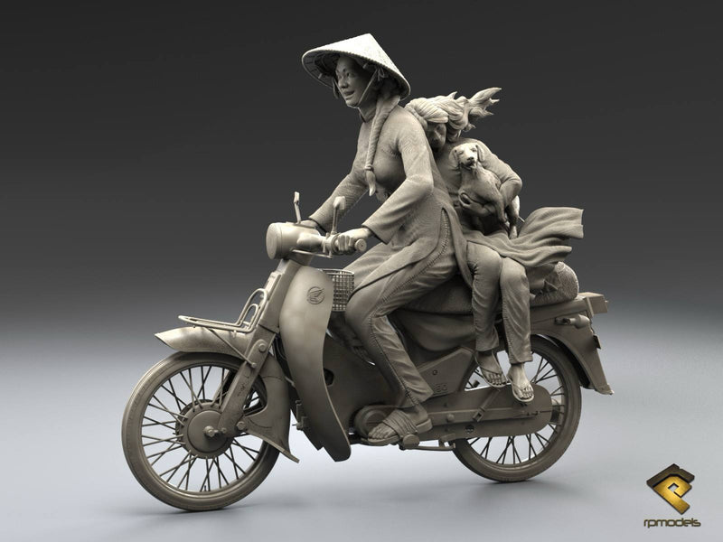 Vietnamese Civilians, Asian Bike with Figures - Set 2 - 1:35