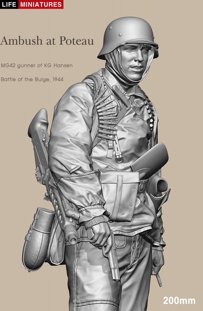 Ambush at Poteau, MG 42 gunner of KG Hansen (200mm full size)