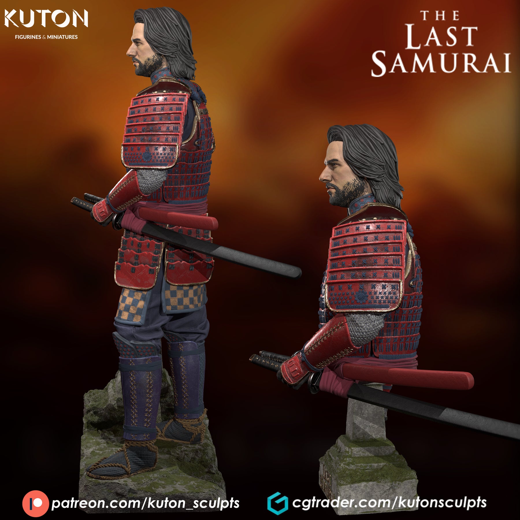 Kuton The Last Samurai Bust - 3D Print - KUTON - El Greco Miniatures – El ...