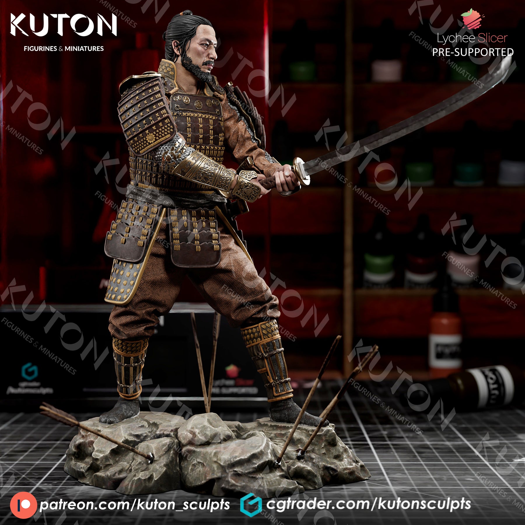 Kuton Toranaga Yoshii - 3D Print - KUTON - El Greco Miniatures – El Greco ...