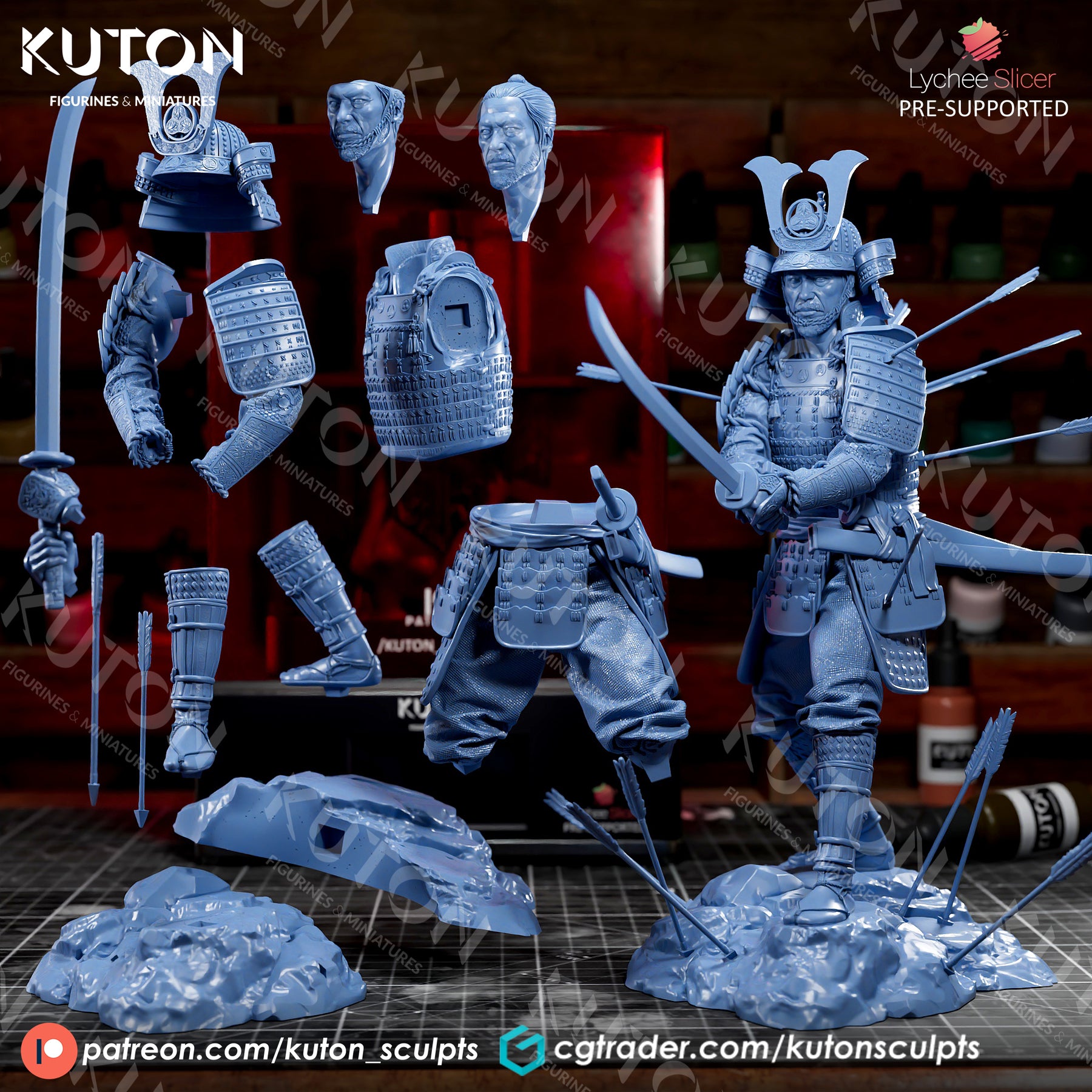Kuton Toranaga Yoshii - 3D Print - KUTON - El Greco Miniatures – El Greco ...