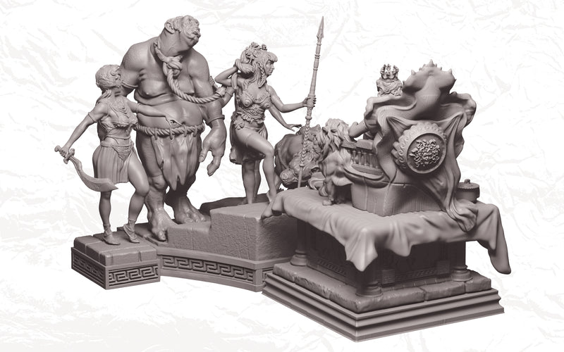 The Lost Kingdom of Seductive Amazons Diorama - 3D Print