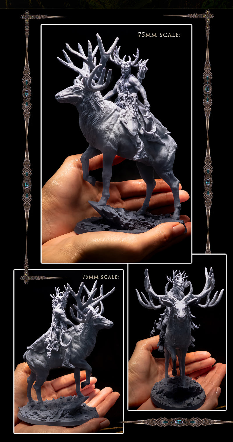 St Teilo Riding Stag Druid Wappellious Riding Mighty Stag - 75mm - 3D Print - Printomancer ...