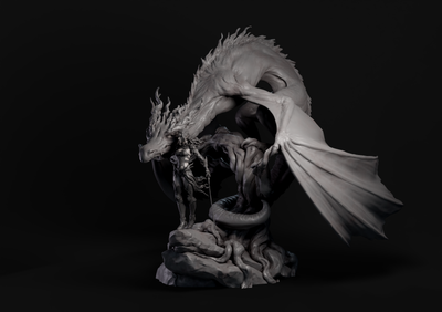 Eldra Emberfyre the Dragon Rider Diorama - 3D Print