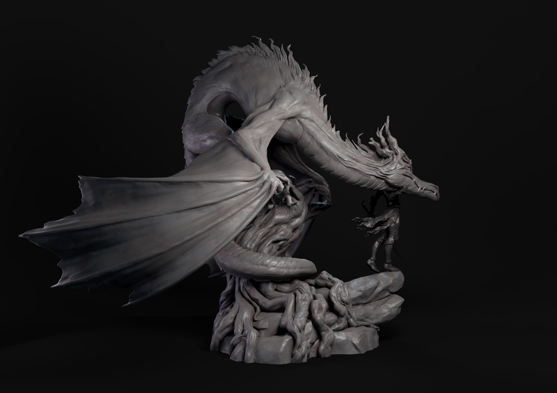 Eldra Emberfyre the Dragon Rider Diorama - 32mm - 3D Print