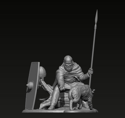 Germanic warrior with dog, 1st-2nd century AD -75mm