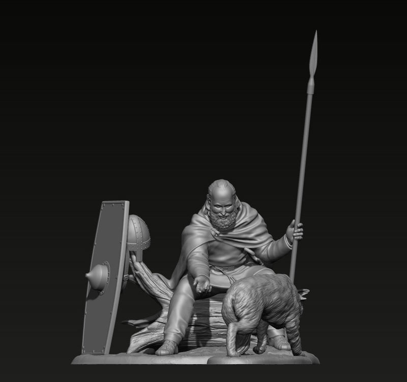 Germanic warrior with dog, 1st-2nd century AD -75mm