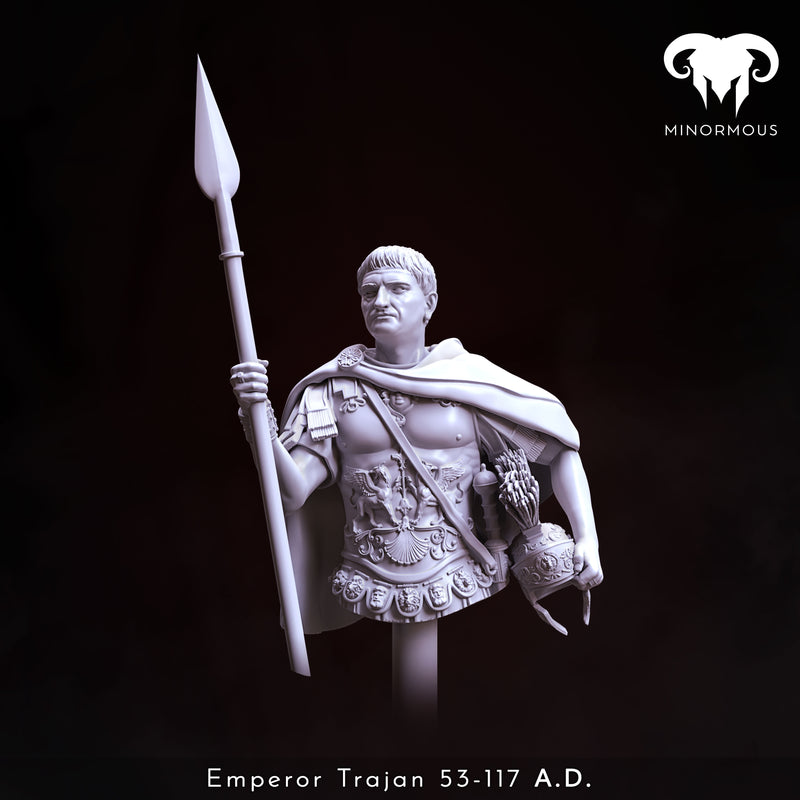 Roman Emperor Trajan 98 to 117 A.D. "Conquering the World" Bust - 3D Print