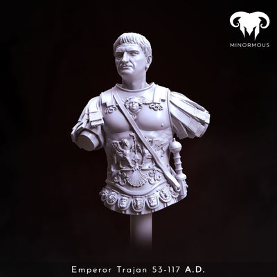 Roman Emperor Trajan 98 to 117 A.D. "Conquering the World" Bust - 3D Print