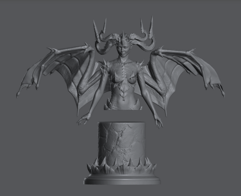 Zephyra, Queen of Dragonblood Bust - 3D Print