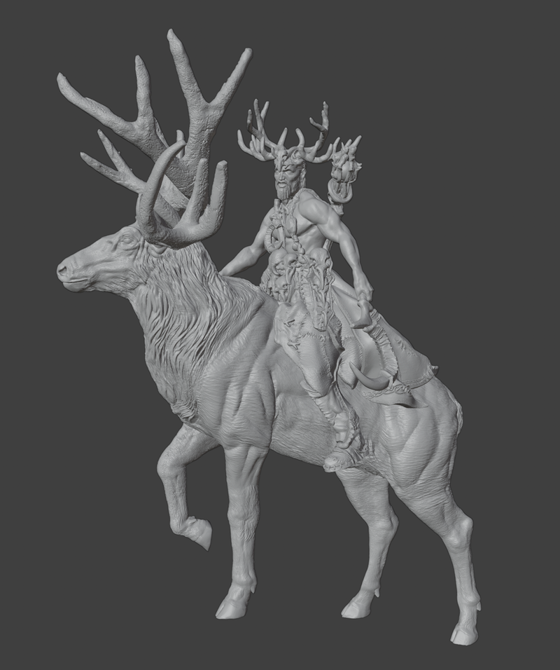 St Teilo Riding Stag Druid Wappellious Riding Mighty Stag - 75mm - 3D Print - Printomancer ...