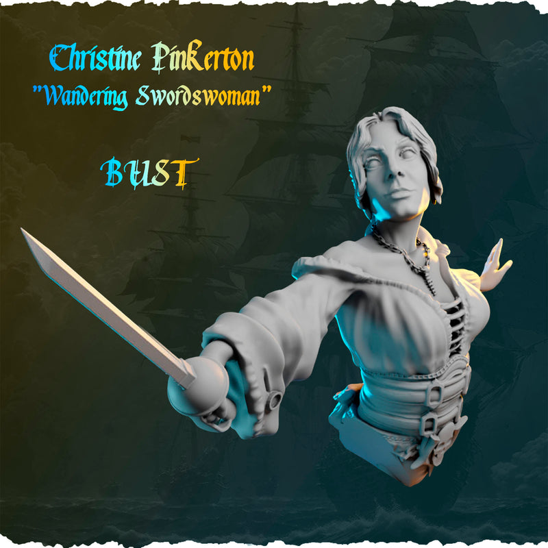 Christine Pinkerton "Wandering Swordswoman" Bust - 3D Print