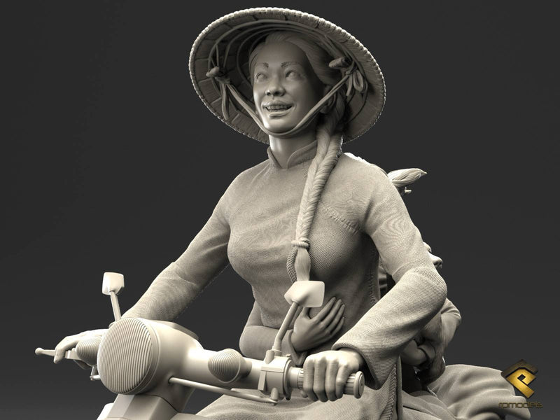 Vietnamese Civilians, Asian Bike with Figures - Set 2 - 1:35