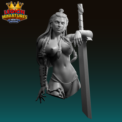 Varya Barbarian Warrior Bust - 3D Print