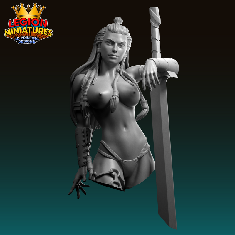 Varya Barbarian Warrior Bust - 3D Print