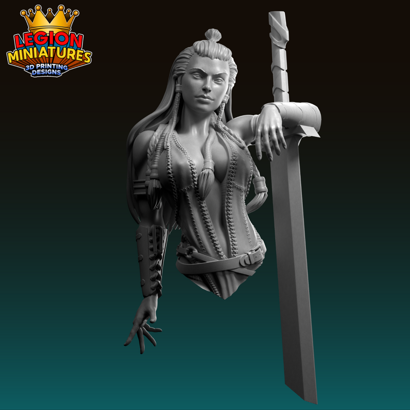 Varya Barbarian Warrior Bust - 3D Print
