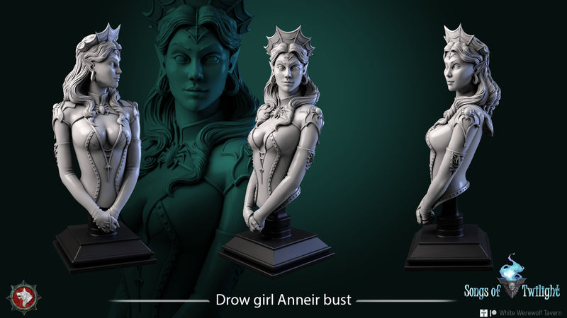 Drow Girl Anneir Bust - 3D Print