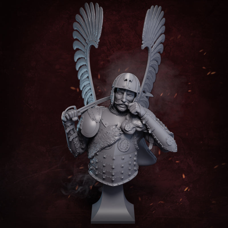 Winged Hussar XVII Century Bust - 3D Print