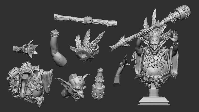 Goblin Shaman Bust - 3D Print