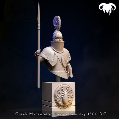 Greek Mycenaean Heavy Infantry 1500 B.C. Palace Guard Bust - 3D Print