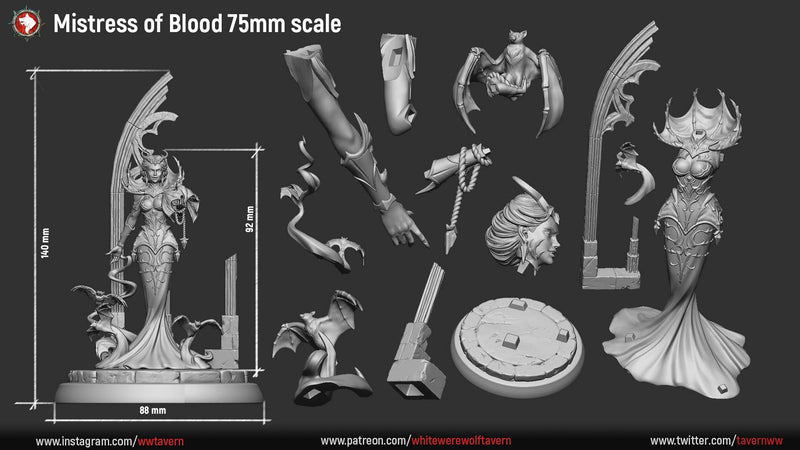 Mistress of Blood - 75mm - 3D Print