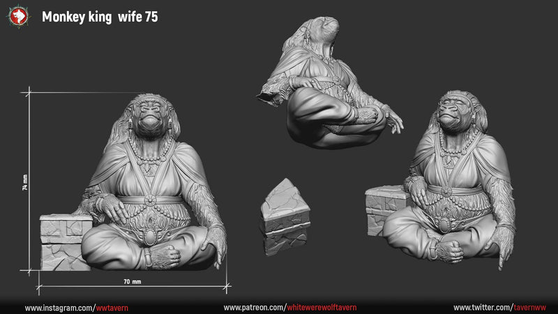 Monkey King Wife  - 75mm - 3D Print