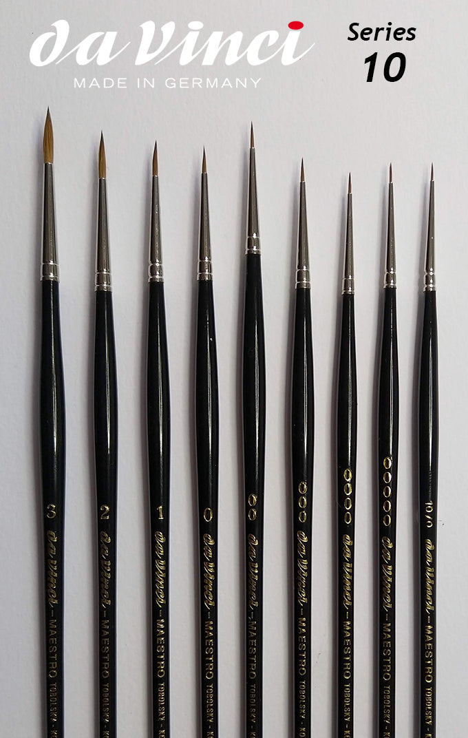 MAESTRO Tobolsky-Kolinsky Red Sable Brushes - SERIES 10 - Size 2/0