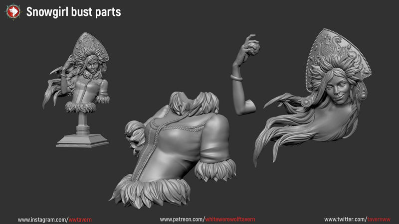 Snow Girl Bust - 3D Print