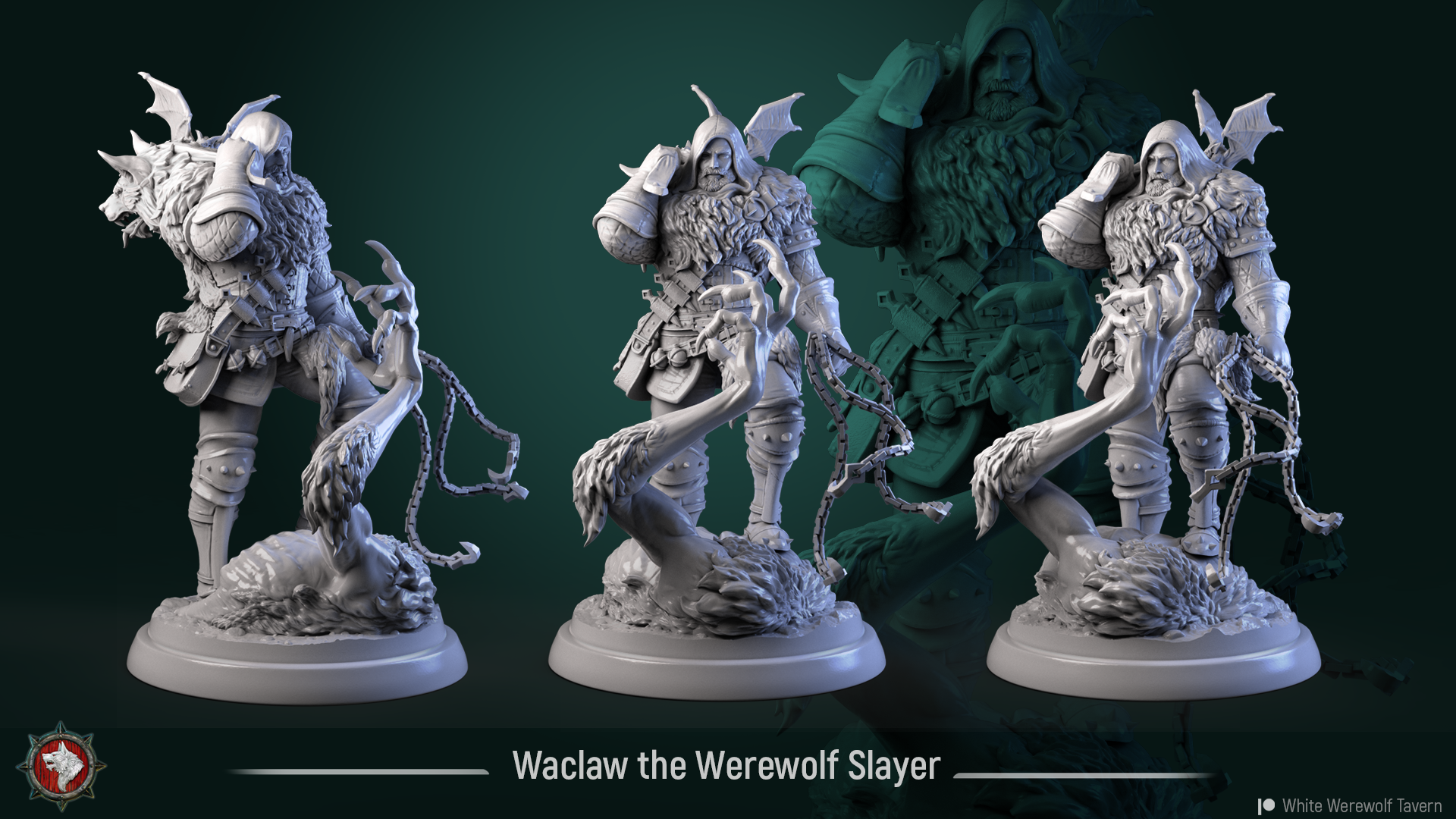 Waclaw the Werewolf Slayer - 75mm - 3D Print - White Werewolf Tavern ...