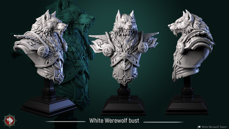 White Werewolf Bust - 3D Print
