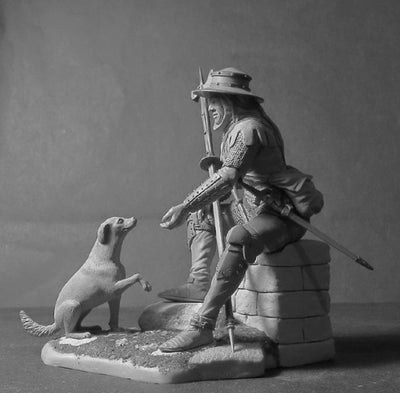 Medieval European Man-at-Arms, with Dog, XV CEnt.