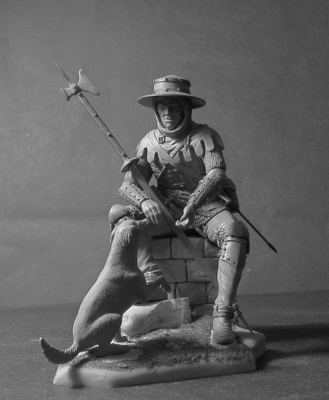 Medieval European Man-at-Arms, with Dog, XV CEnt.