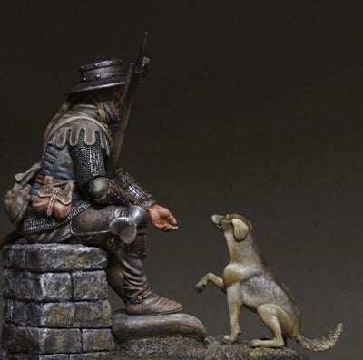 Medieval European Man-at-Arms, with Dog, XV CEnt.